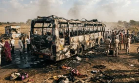 Автобус с 19 нарушениями сгорел на трассе: девять человек погибли