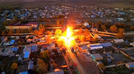 Газовоз едва не взлетел на воздух в селе Жамбылской области (ВИДЕО)