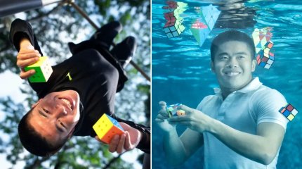 Сингапурец установил пять рекордов с кубиком Рубика, в том числе под водой