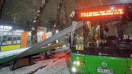 Алматыда автобус аялдамаға соғылып, бір әйел жапа шекті