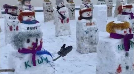 2100 снеговиков слепили жители села в Костанайской области