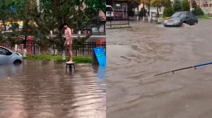 Вызывайте "Яндекс.Лодку": горожане ловят рыбу и купаются в подтопленном Ташкенте