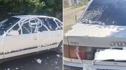 Соседские войны: карагандинцу залили машину монтажной пеной