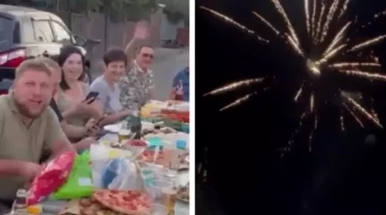 Қарағандыда аудан тұрғандары жаңа асфальттың құрметіне дастархан жайып, отшашу атты