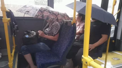 "Ұят жоқ сендерде!" Алматы тұрғыны төбесі тесік автобустан су сорғалағанына шағымданды