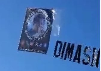 Баннер с изображением Димаша пролетел над Тихим океаном в Санта-Монике