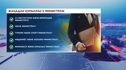 Мемлекет басшысының Жарлығымен жаңадан 5 министрлік құрылды