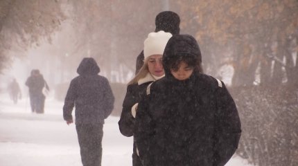 Мощный снегопад накрыл Петропавловск