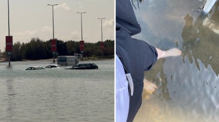 «4 сағат такси күттік»: Дубайда жұмыс істейтін қазақ жігіті нөсер жауын кезінде суға батқан көліктерді көрсетті