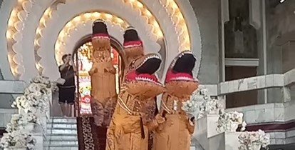 Пара из Бишкека поженилась в костюмах динозавров