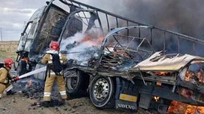Қызылорда облысында жүк көлігі өртенді