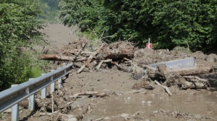 Грузияда нөсер жауын салдарынан үйлер су астында қалды
