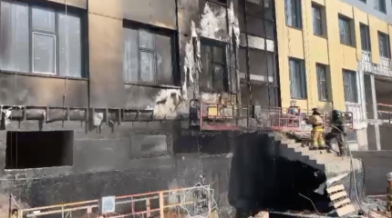 Строящаяся школа загорелась в Астане