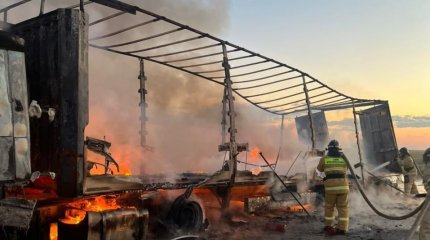 Грузовик с медикаментами сгорел дотла в Актюбинской области