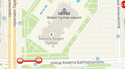 Елордада Байтұрсынов көшесіндегі учаске ішінара жабылады