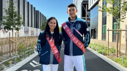 Париж Олимпиадасының жабылу салтанатында Қазақстан туын Эльжана Таниева мен Батырхан Төлеуғали алып шығады