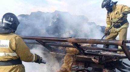 Ақмола облысында 10 тонна шөп өртеніп кетті