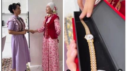 "Құны – 1 миллион 500 мың теңге": Абай Бегейдің қызы енесіне алтын сағат сыйлады