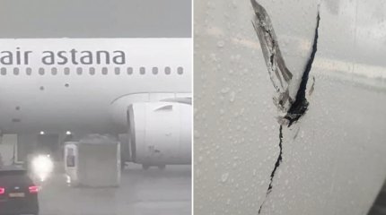 Последствия града в аэропорту Астаны: повреждена крыша и борт Air Astana