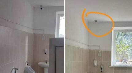 Мектептің ерлер дәретханасын әйел директор камерамен қадағалап отырған