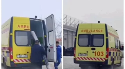 Астанада жедел жәрдем көлігі базардан кілем тасыған