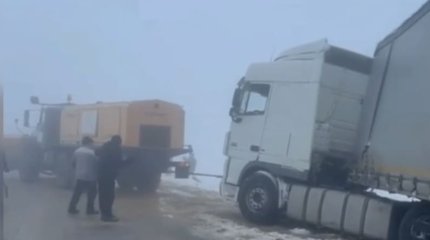 Десятки автомобилей застряли на горной трассе в Туркестанской области