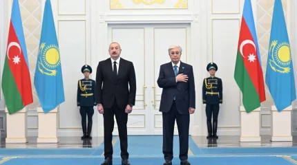 «Ақорда» резиденциясында елімізге мемлекеттік сапармен келген Әзербайжан Президентін ресми қарсы алу рәсімі өтті