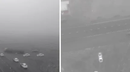 Густой туман накрыл Атырау: полиция обратилась к жителям