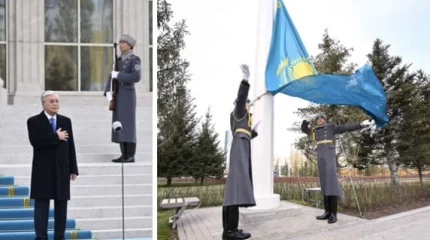 Президент принял участие в церемонии поднятия Государственного флага