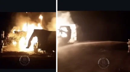 Сильный пожар произошел при перекачке топлива на предприятии в Костанайской области