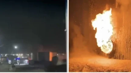 Пожар вспыхнул на нефтебазе в Туркестане