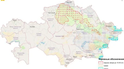 Штормовое предупреждение объявили почти по всему Казахстану