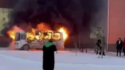 Школьный автобус загорелся в Косшы