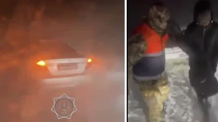 Видимость «ноль»: семь машин с пассажирами оказались в снежном плену в Жетысу