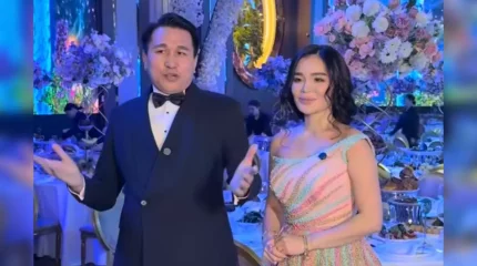 «Нұрлан қайда?»: Әйгерім Қалаубаева басқа жігітпен тойға шықты