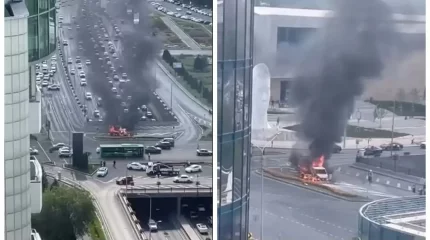 Алматыда «Газель» көлігі өртеніп, күлі қалды