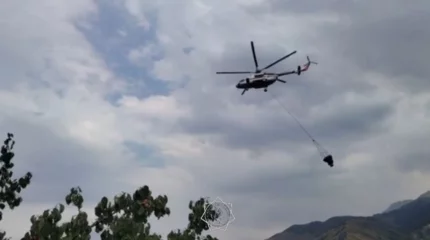 ТЖМ құтқарушылары Ақсай шатқалында қураған шөптің жануын сөндіруде