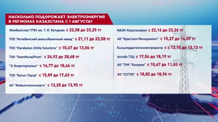 С 1 августа в Казахстане вырастут тарифы на электроэнергию