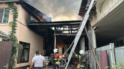 Крупный пожар бушует в «Горном гиганте» Алматы