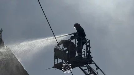 Сильный пожар тушат на СТО в Алматы