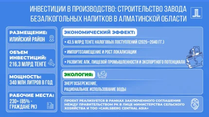 В Казахстане появится новый завод по производству безалкогольных напитков