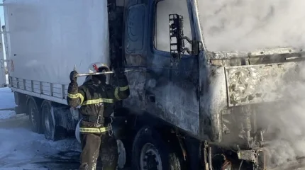 Грузовик с лошадями загорелся в Павлодарской области