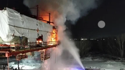 Строящийся мост горел в Павлодаре