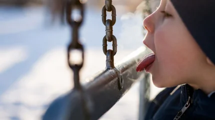 Язык примерз к металлической поверхности: как безопасно помочь ребёнку зимой