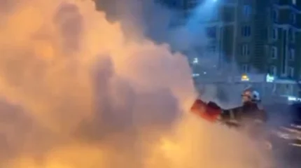 Грузовик загорелся в Астане