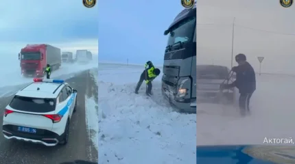 Павлодарда полицейлер қарлы боран арасынан адамдарды құтқарды