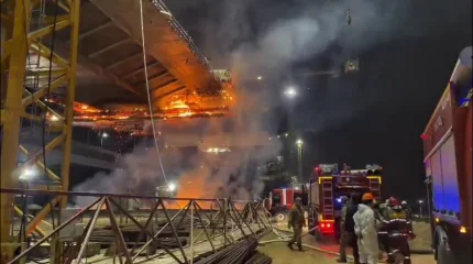 Строящийся мост в Павлодаре горел третий раз с начала года