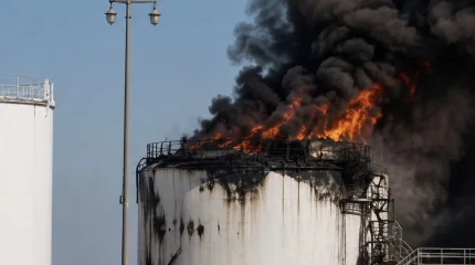 На месторождении в Мангистау загорелся нефтяной резервуар