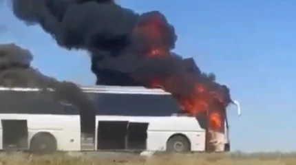 Батыс Қазақстанда автобус өртенді: ішінде 37 жолаушы болған