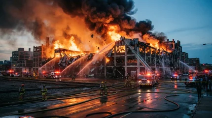 Восемь человек погибли при пожаре на текстильной фабрике